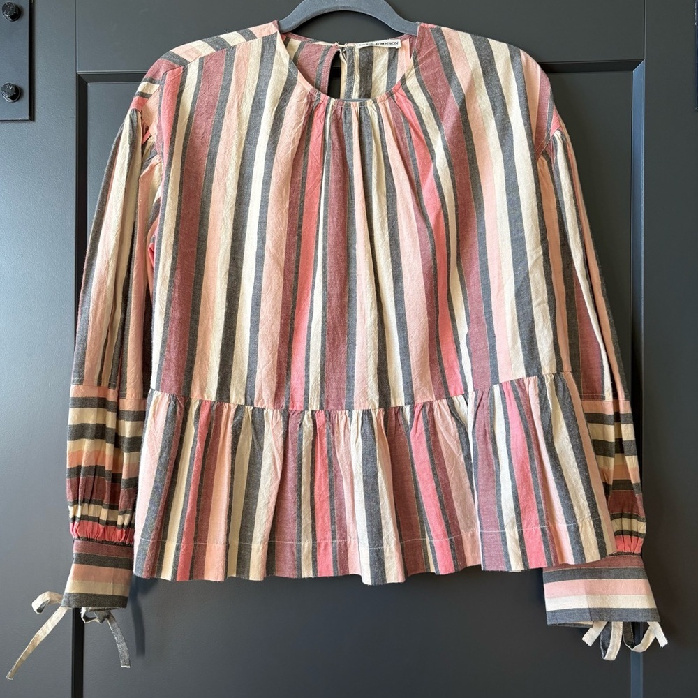 Ulla Johnson Calice Cerice blouse,  Pink Striped Blouse